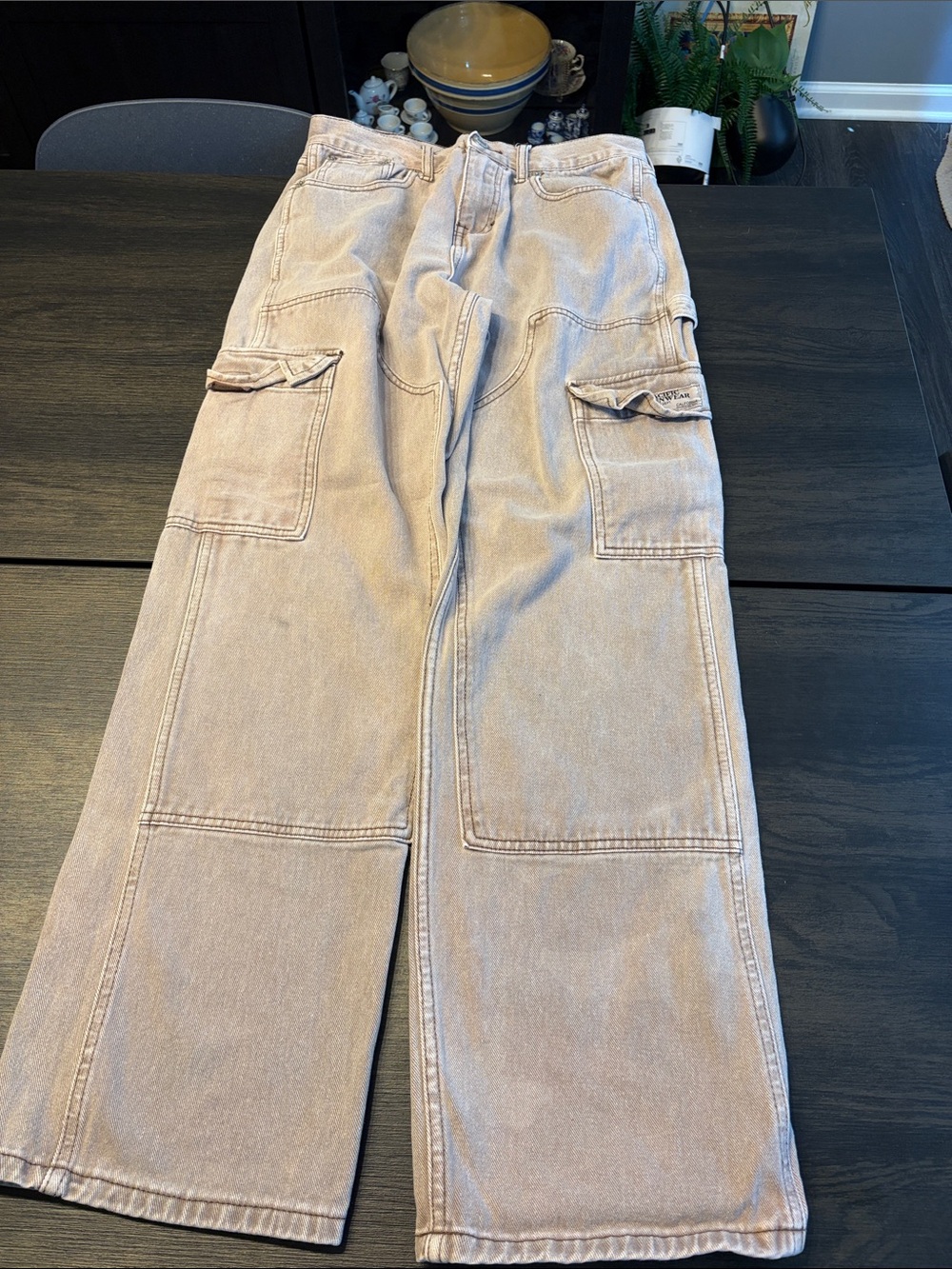 PacSun WeWoreThat Men's Relaxed Cargo Jeans in Light Beige 30X32